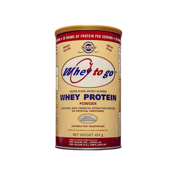 Solgar Whey To Go Whey Protein Powder Chocolate Cocoa Flavour 454g Net