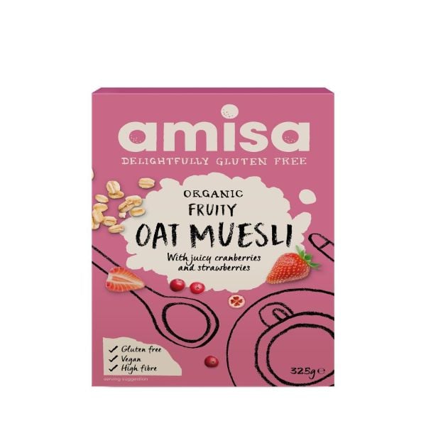 #Amisa - Muesli Fruity Oat Cranberry & Strawberry Organic Gluten Free 325g