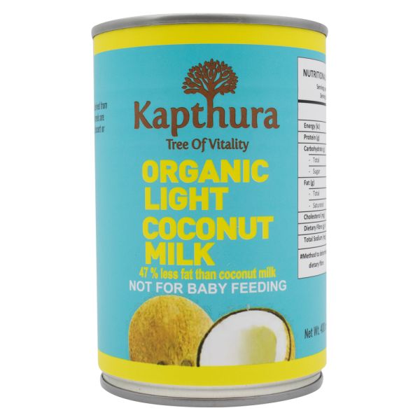 Kapthura Organic Light Coconut Milk - 9% Fat 400ml