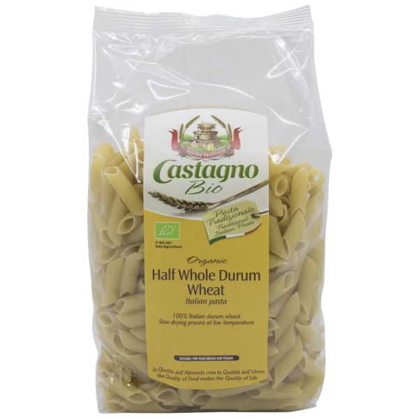 Castagno Organic Half Whole Durum Wheat Italian Pasta Penne 500g