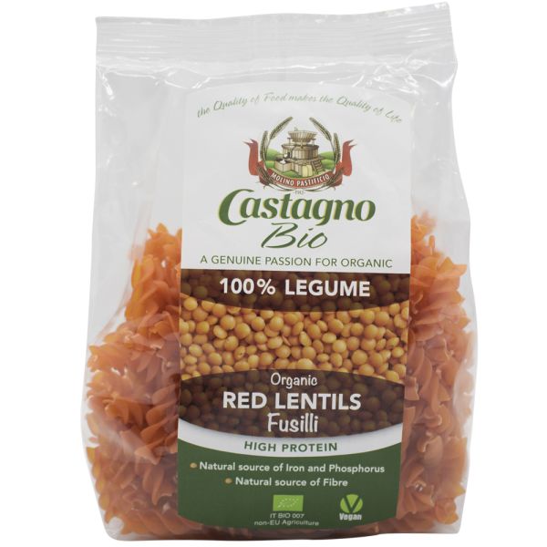 Castagno Organic Red Lentils Pasta Fusilli 250g