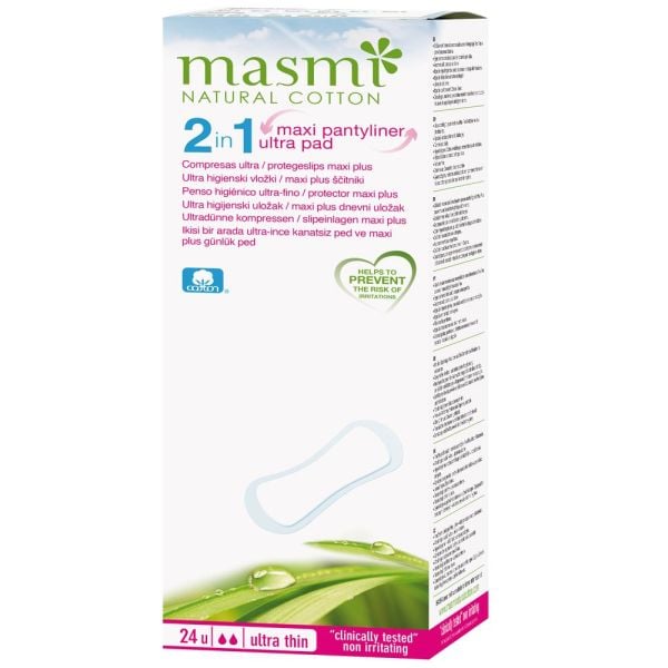 #Masmi - Organic Cotton 2 in 1 Maxi Plus Pantyliner 24s