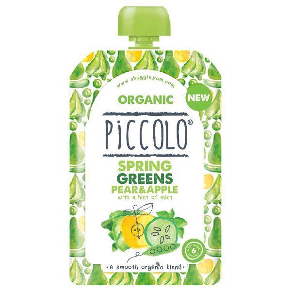 Piccolo Organic Spring Greens Pear & Apple with a hint of mint 100g