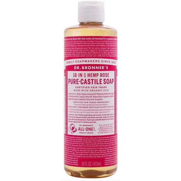Dr Bronner - Pure Castile Liquid Soap Rose 473ml