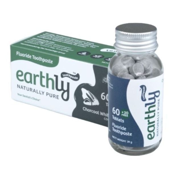 Earthly - Toothpaste Tablets Charcoal Whitening 60s + 30 Free