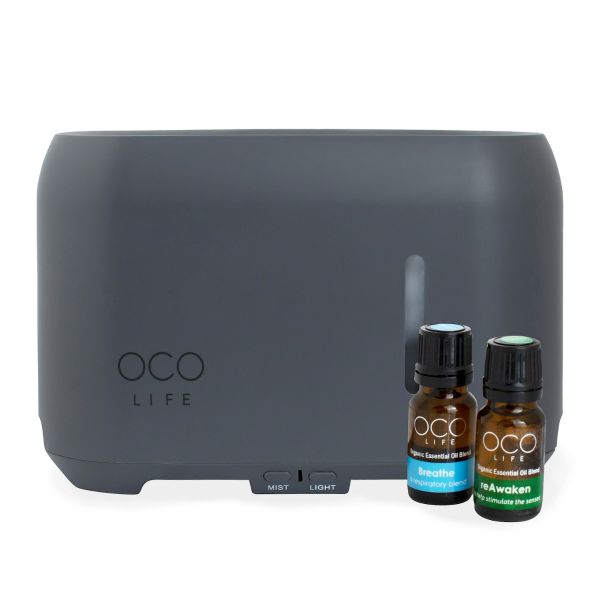 OCO Life - Simulated Flame Diffuser with 2 Oil Blends Black 10ml