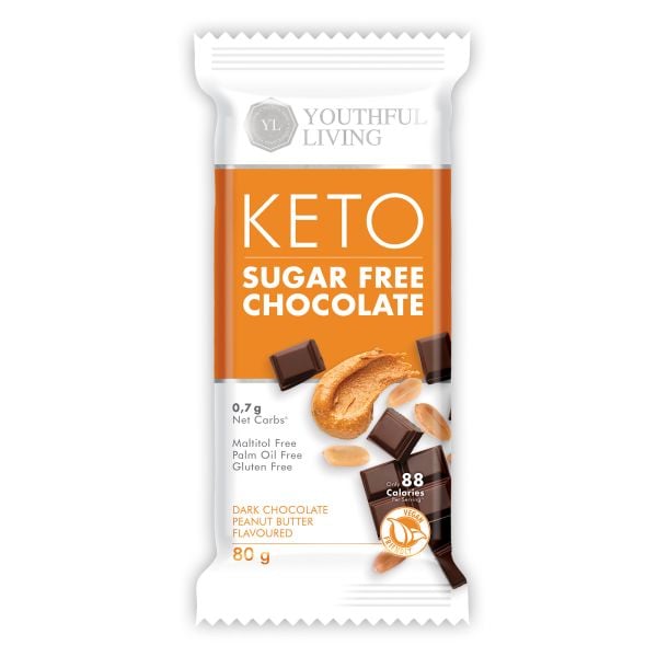 Youthful Living - Slab Keto Chocolate Peanut Butter Sugar Free 80g