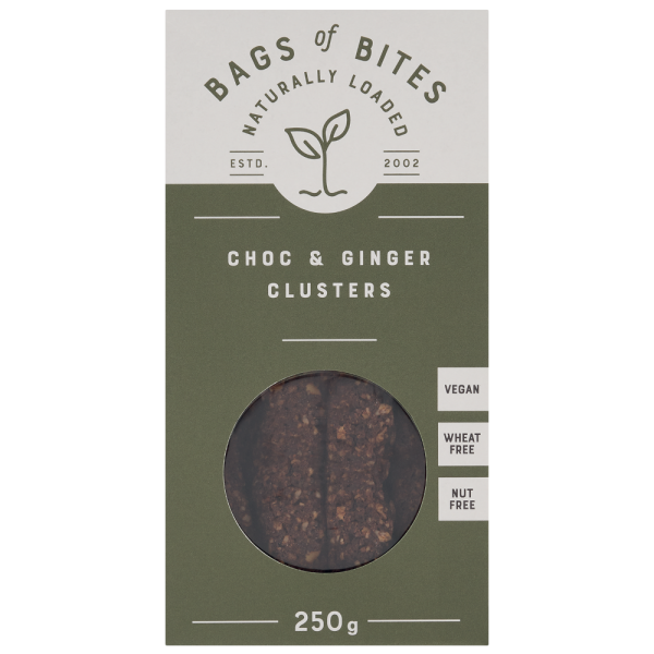 Bags of Bites Naturally Loaded Cluster Choc & Ginger 250g