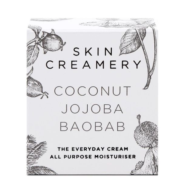 Image of Skin Creamery Coconut Jojoba Baobab Everyday Cream All Purpose Moisturiser bottle in box available at Wellness Warehouse