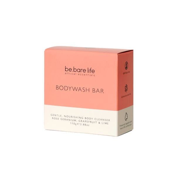 Be Bare - Body Wash Bar Rose Geranium, Grapefruit & Lime 110g
