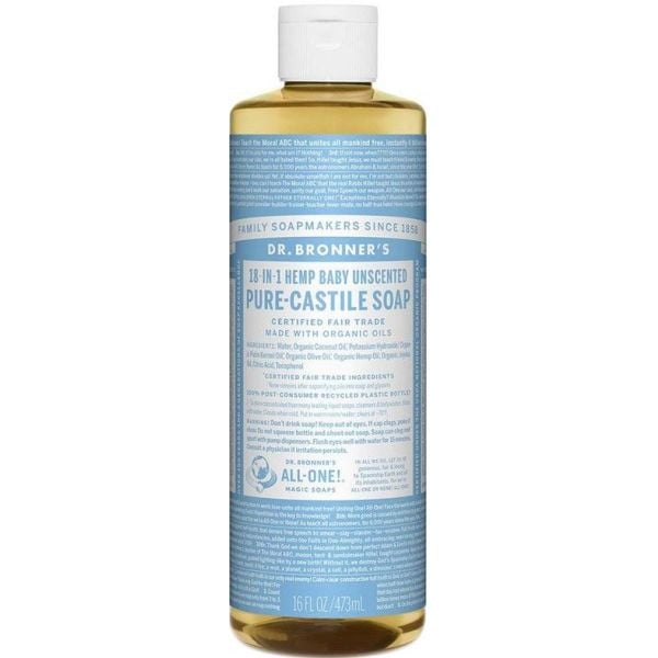 Dr Bronner - Pure Castile Liquid Soap Baby Uncented 473ml