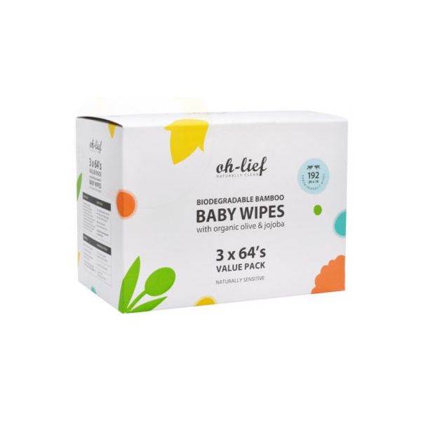 Oh lief Baby Wipes Biodegradable Bamboo 192s