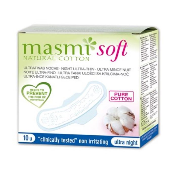 #Masmi - Ultrathin Pads Natural Cotton Soft Night W/Wings 10s
