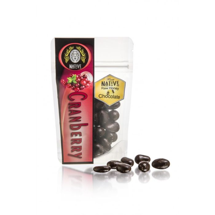 Cranberries Coated In Raw Honey Chocolate 100g