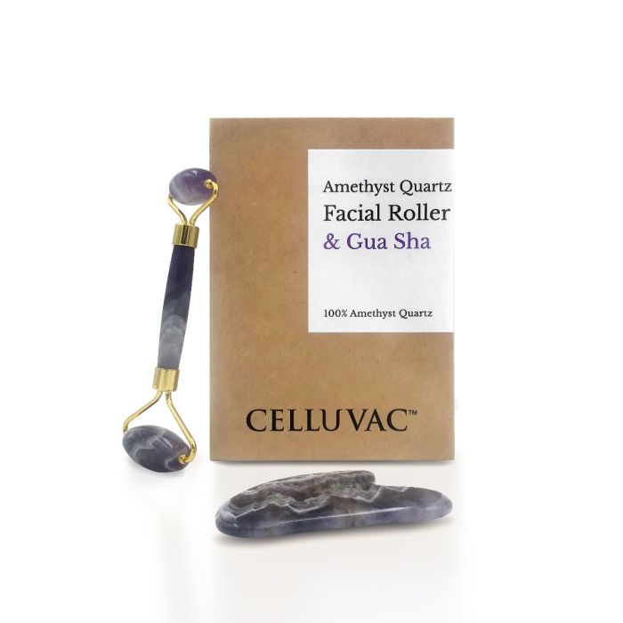Celluvac - Amethyst Crystal Roller and Gua Sha Combo