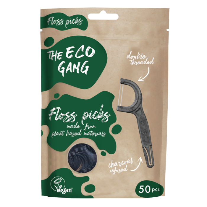 The Eco Gang - Floss Picks Charcoal 50s