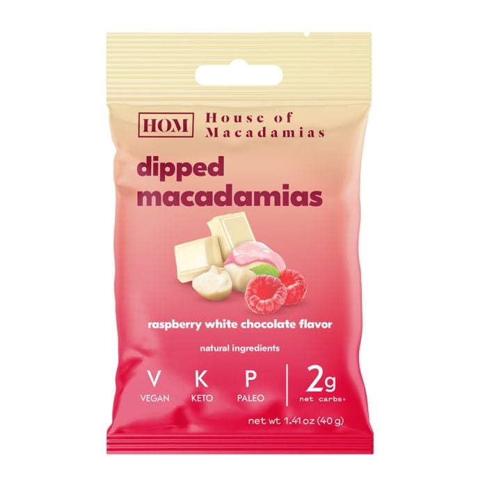 House of Macadamias - Macadamias Raspberry White Chocolate Dipped 40g
