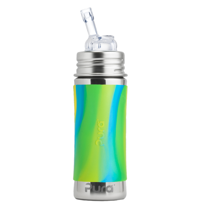 Pura - Straw Bottle & Sleeve Aqua Swirl 260ml