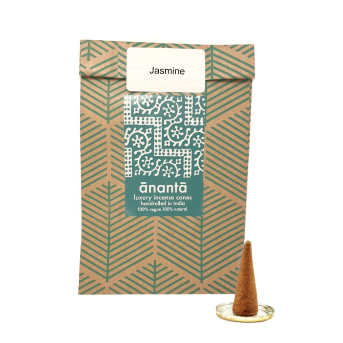 Ananta Luxury Hand Rolled Incense Cones Jasmine 10pcs & Burner 