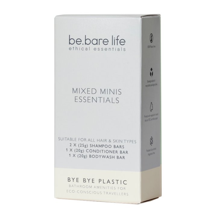 Be Bare Mixed Mini Essentials 2 Shampoo, 1 Conditioner, 1 Body Wash