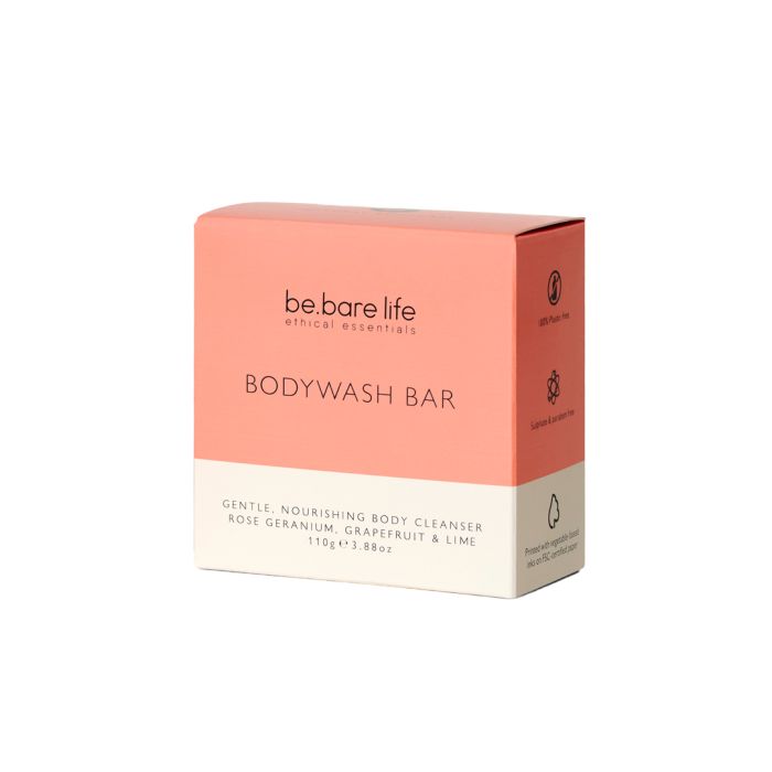 Be Bare Body Wash Bar Rose Geranium, Grapefruit & Lime 110g