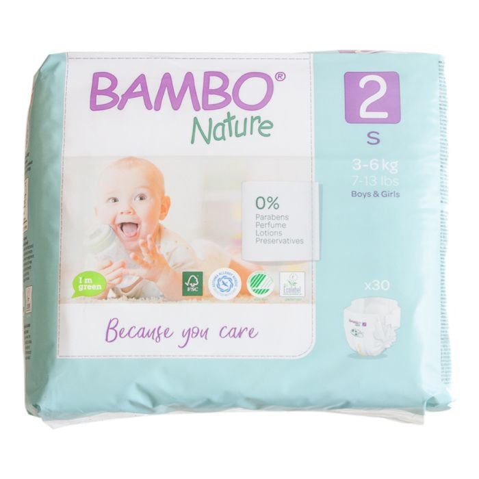 Bambo Nature Mini 3-6kg Disposable Nappy Size 2 30s