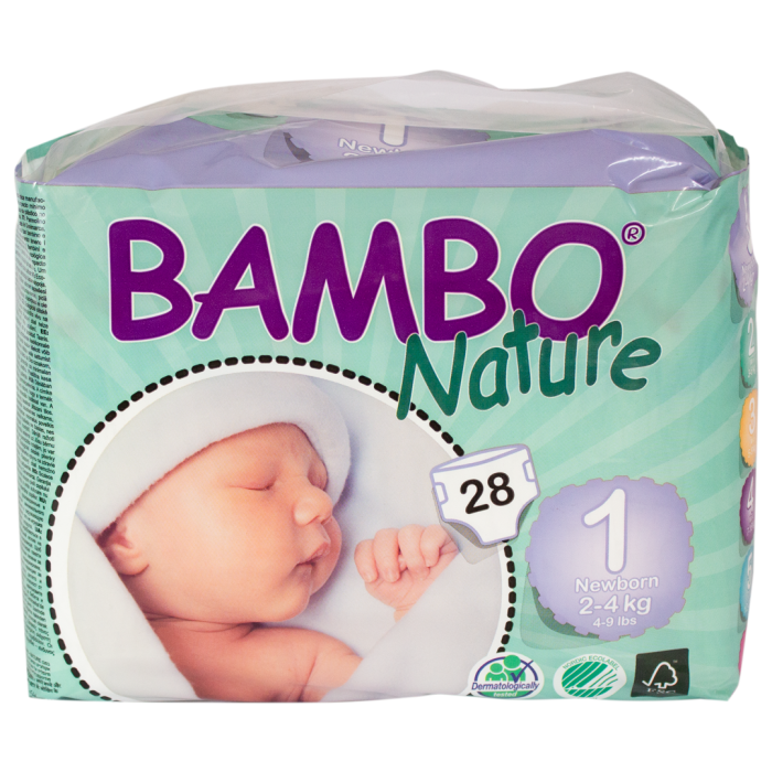 Bambo Nature Size 1 (Newborn) Disposable Nappy 2-4kg 22s