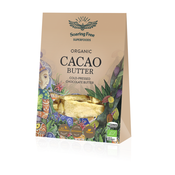 Soaring Free Organic Raw Cacao Butter 200g
