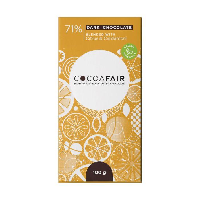 CocoaFair - 71% Dark Chocolate With Citrus & Cardamom 100g