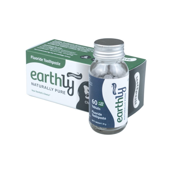 Earthly Toothpaste Tablets Charcoal Whitening 60s + 30 Free