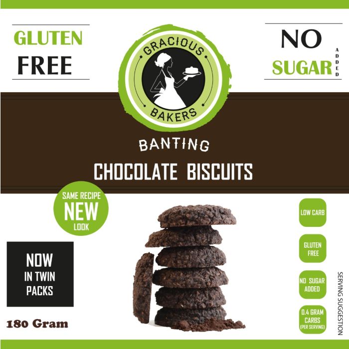 Gracious Bakers Banting Biscuits Chocolate 180g