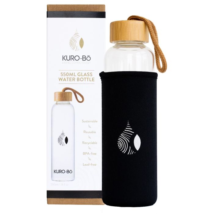 KURO-Bo Glass Water Bottle 550ml