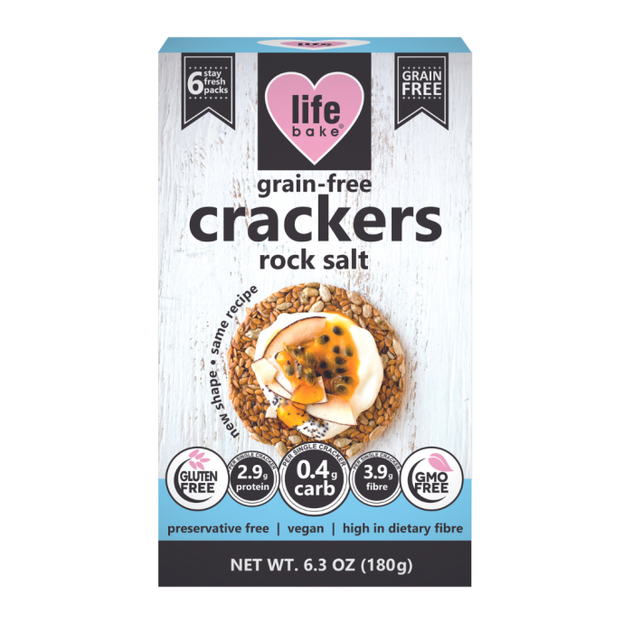 Life Bake Grain Free Crackers Rock Salt 180g