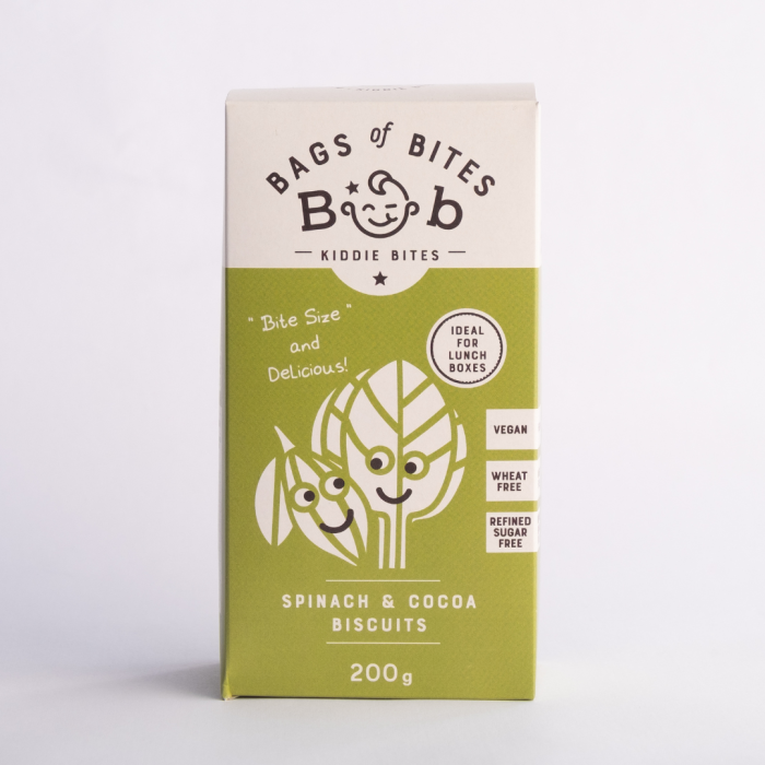 Bags Of Bites Kiddies Biscuits Spinach & Cocoa 200g
