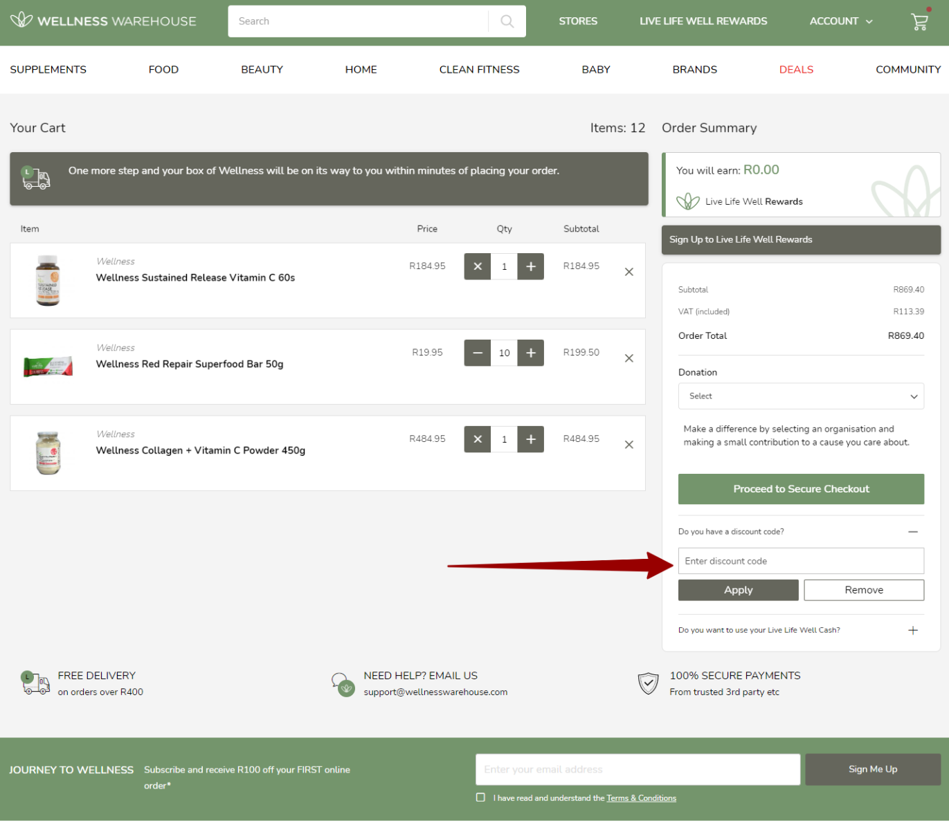 guide on how to select the cart summary page